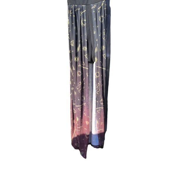 Harry Potter Symbols Chiffon Witchy Alchemy Stars Wands Ombré Duster Romper Jr L - Picture 8 of 8